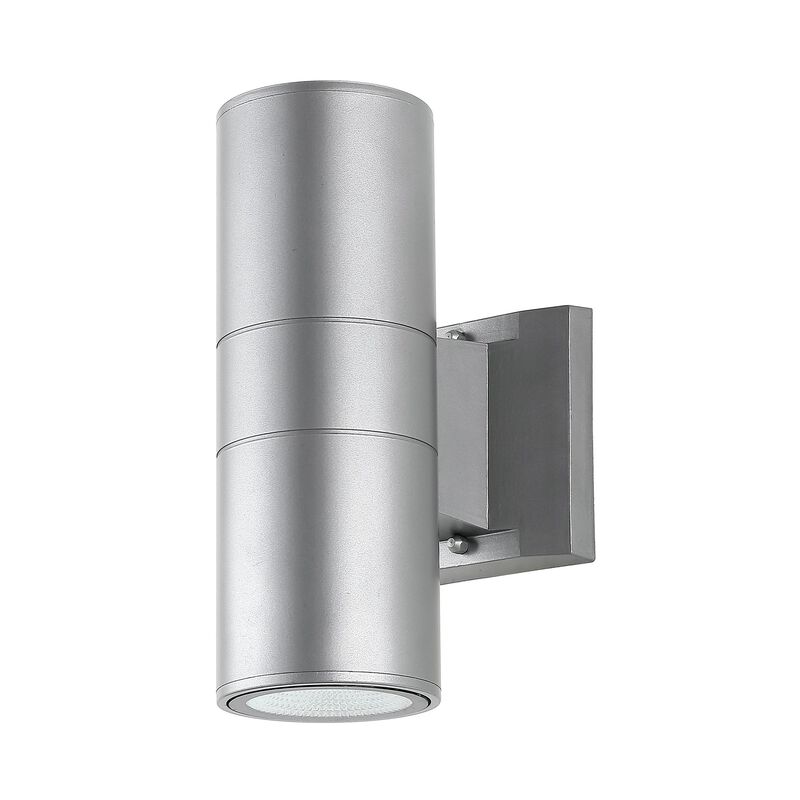 Duo 2-Light Modern Midcentury Cylinder Outdoor Metal/Glass Integrated LED Sconce with Uplight