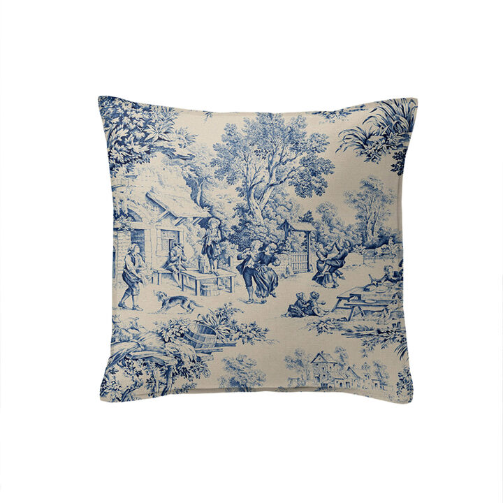 6ix Tailors Fine Linens Maison Toile Blue Decorative Throw Pillows