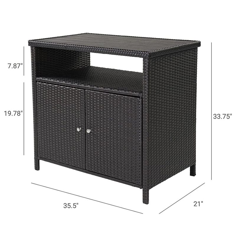 Mondawe Removable Rattan Dining Cabinet with UV-Resistant Handwoven Resin & Multi Functional Storage
