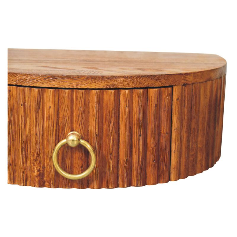 Artisan Furniture Solid Wood Ring Pull Wall Nightstand, 1 Drawer, Brown and gold image number 4