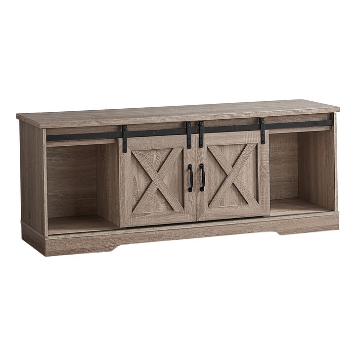 Monarch Specialties I 2746 Tv Stand, 60 Inch, Console, Media Entertainment Center, Storage Cabinet, Living Room, Bedroom, Laminate, Brown, Transitional