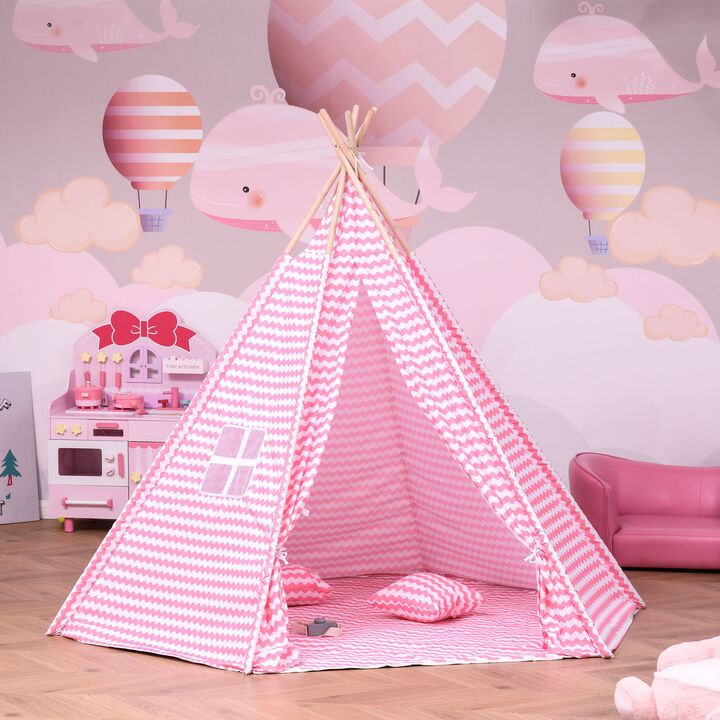 Kids 67" Teepee Play Tent Portable Toy with Mat Pillow + observation window Carry Case Indoor Outdoor