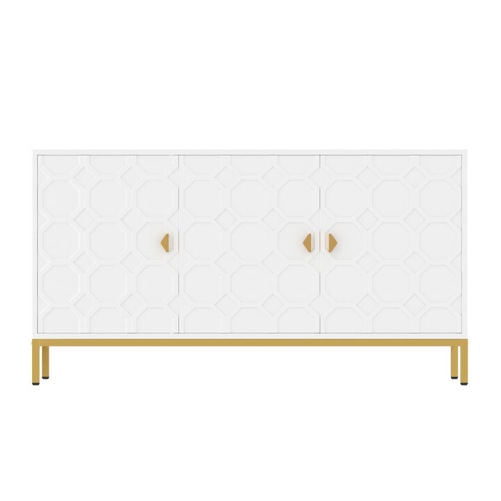 Freestanding Storage Cabinet 3-Door Accent Cabinet in White