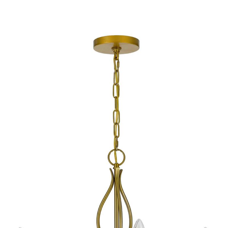 5 Light Candelabra Chandelier with Glass Shades, 32 Inch Antique Brass image number 5