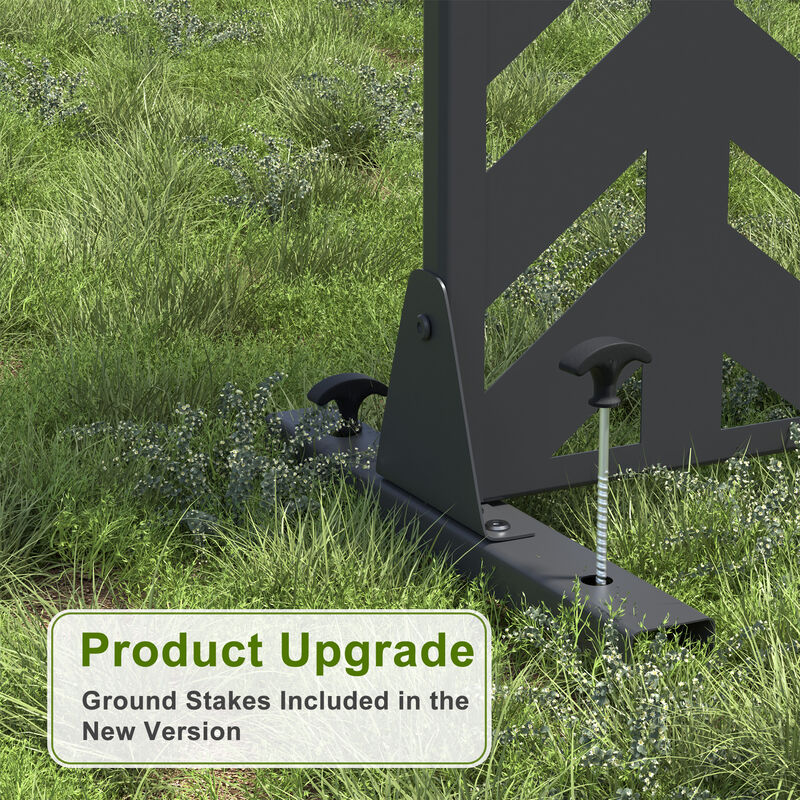 Arched Metal Outdoor Privacy Screen, Freestanding Outdoor Divider Decorative Privacy Fence