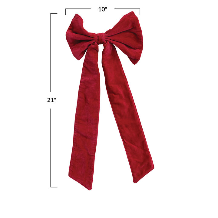 Crimson Velvet Artisan Bow Clip with Iron Accent