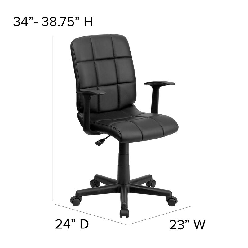 Clayton Mid-Back Quilted Vinyl Swivel Task Office Chair with Arms image number 4