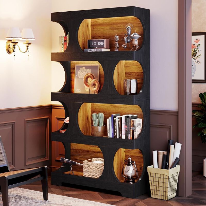 Tribesigns 71" Bookshelf, 4-Tier S-Shaped Bookcase image number 2