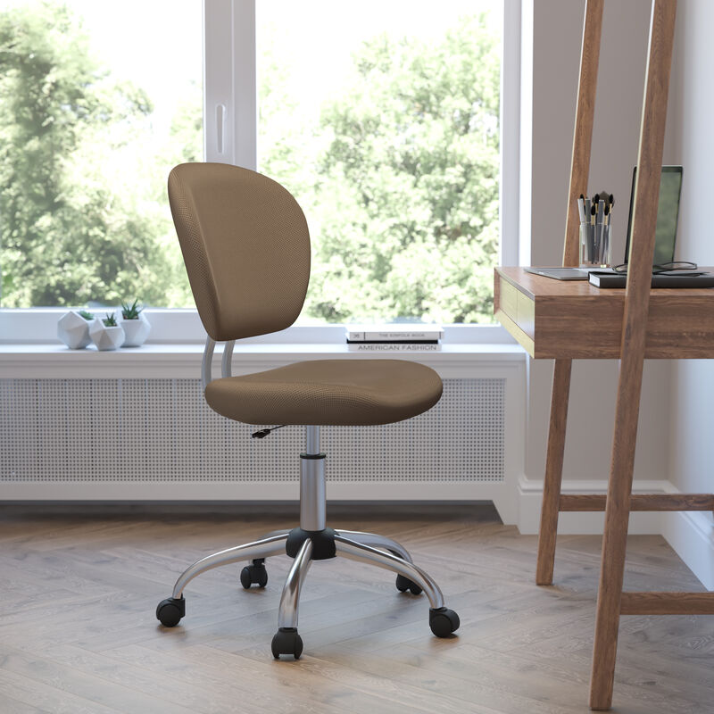 Beverly Mid-Back Coffee Brown Mesh Padded Swivel Task Office Chair with Chrome Base image number 1