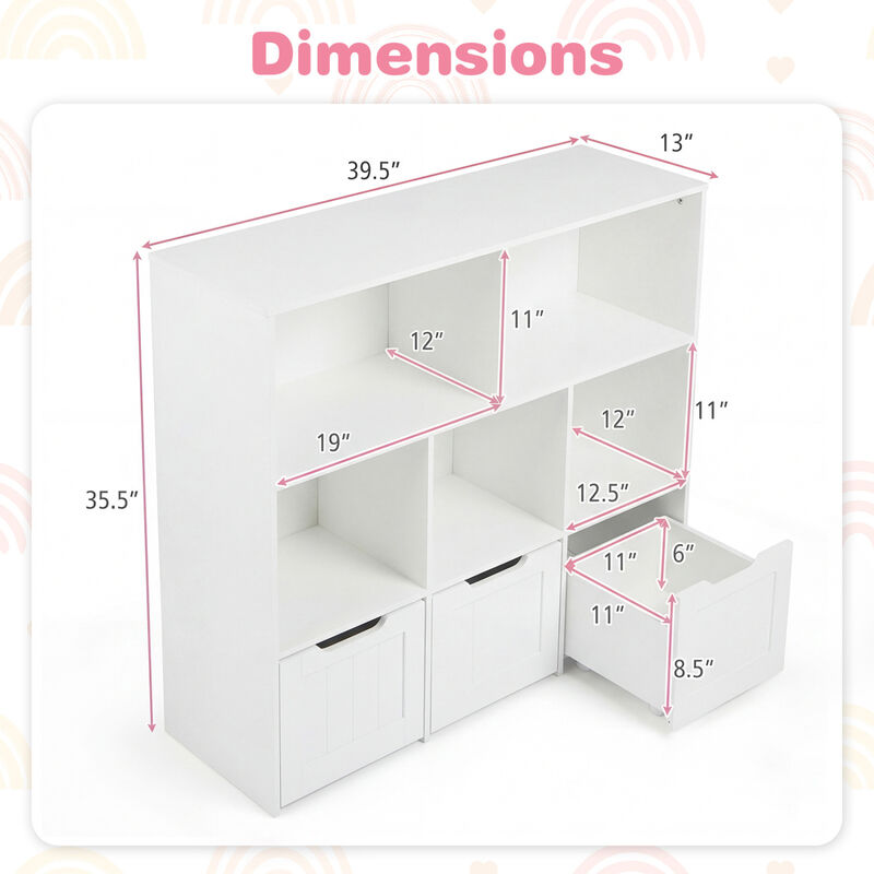 Kids Toy Organizer with Movable Drawers and Open Cubby Storage image number 2