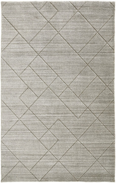 4 X 6 Ivory And Silver Striped Hand Woven Area Rug