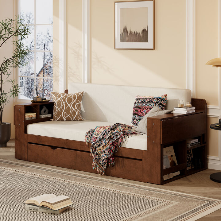 Merax Queen Size Daybed with Removable Desk
