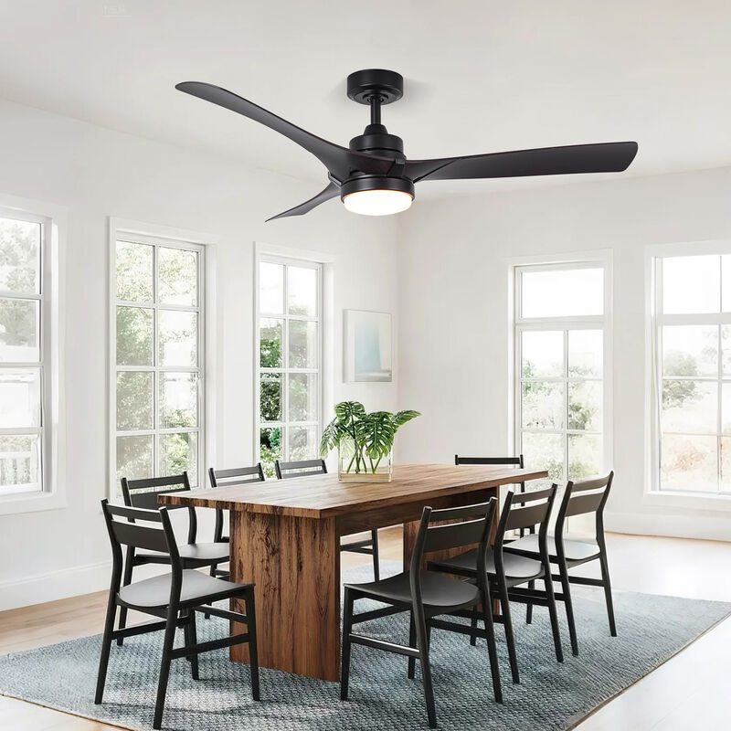 52 in. Black Reversible 6-Speed Dimmable Ceiling Fan with Light and Remote