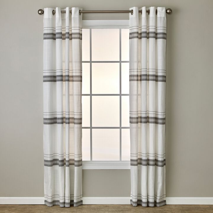 SKL Home By Saturday Knight Ltd Slate Stripe Window Curtain Panel Pair - 2-Pack - 104X63", White