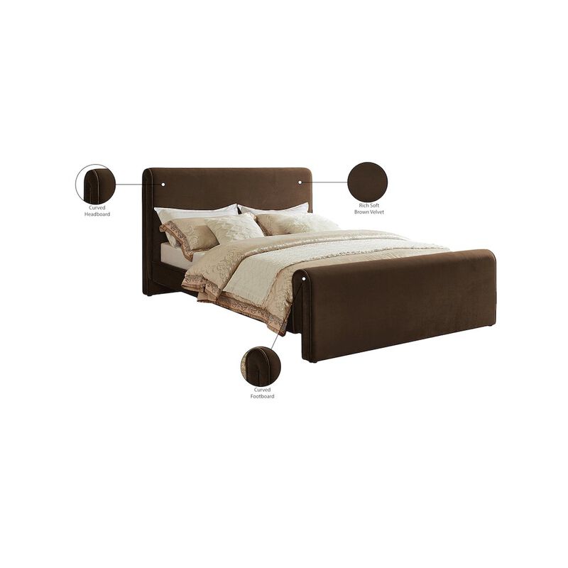 Meridian Furniture Sloan Brown Velvet Queen Bed