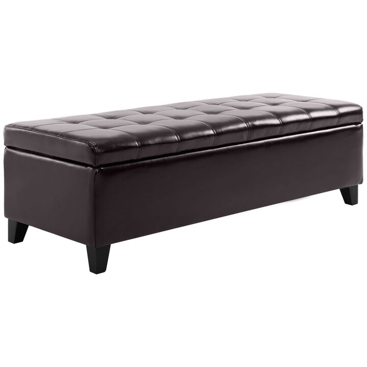 51" Tufted Top Storage Ottoman Bench PU Leather Organizer Chair Footstool Large
