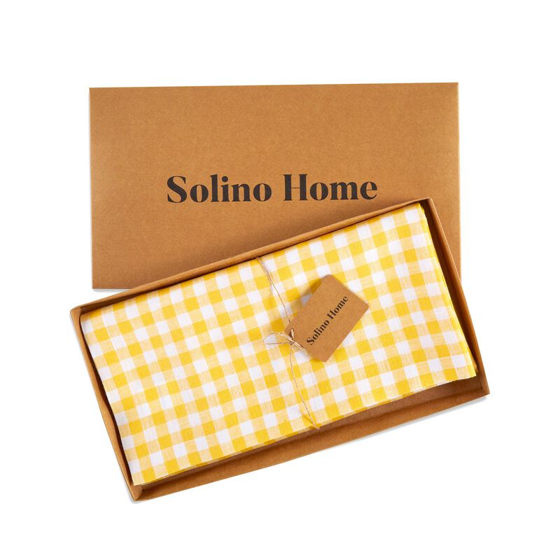 Linen Table Throw - Gingham Check