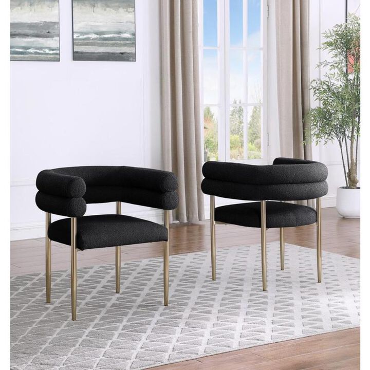 Black with gold teddy fur upholstered side chairs - Set of 2