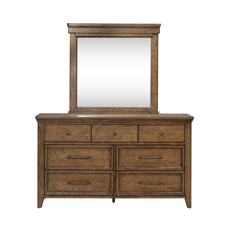 Liberty Furniture Carolina Park Bedroom Dresser & Mirror Set Transitional - Amber Brown image number 2