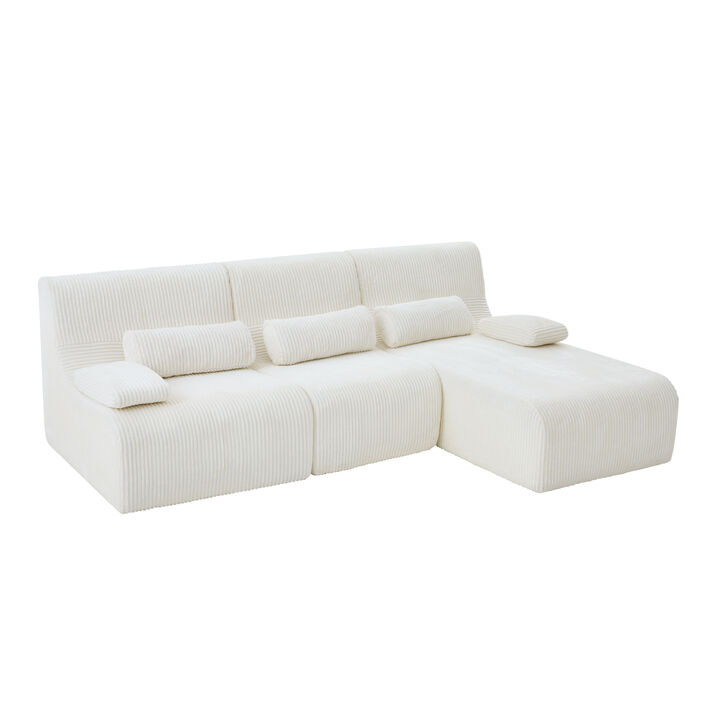 Merax Corduroy Oversized Deep-Seat Sectional Sofa