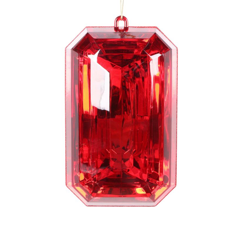Vickerman 8" Red Rectangle Jewel Glitter Ornament, Includes 2 Pieces per Bag image number 0