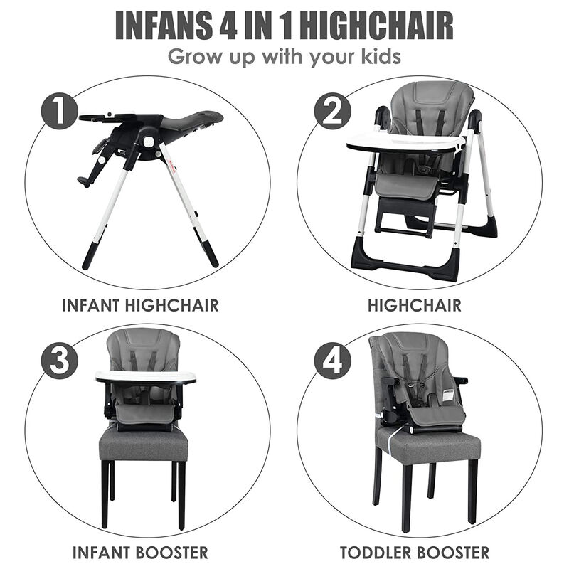 4-in-1 High Chair Booster Seat with Adjustable Height and Recline