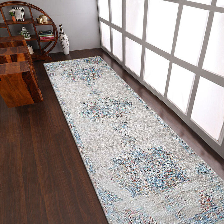 RUGSOTIC CARPETS MACHINE MADE POLYESTER AREA RUGS  - Runner Shape, Classic Oriental Traditional  Design, Low Pile Machine Made Area Rugs for Living Room (M00070)