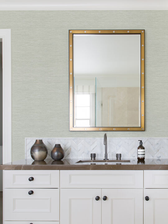 Cantor Light Green Faux Grasscloth Wallpaper