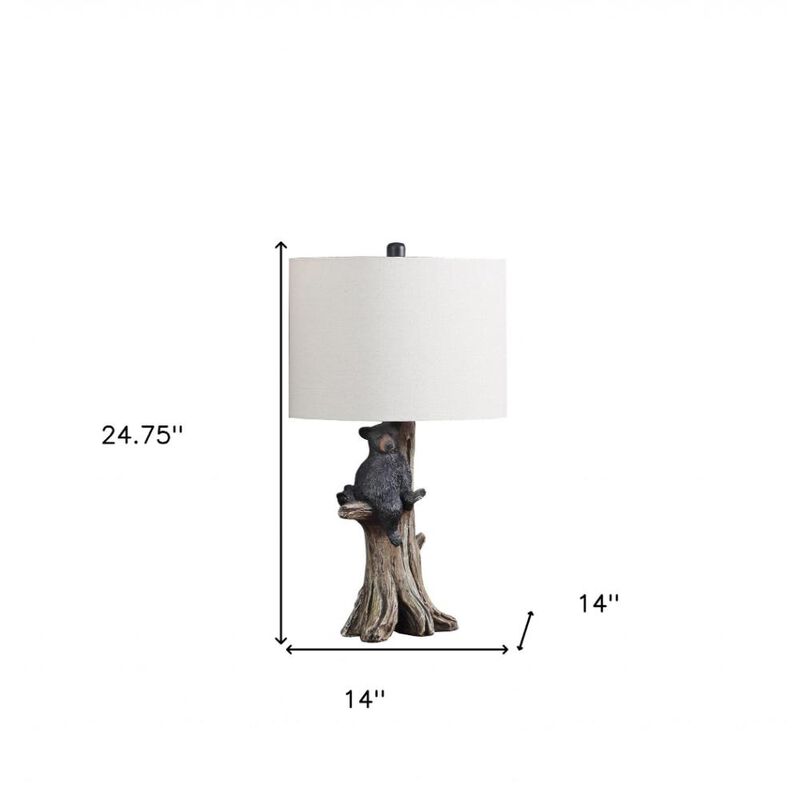 Hivvago 25" Black Blear in a Tree  Table Lamp With Beige Shade