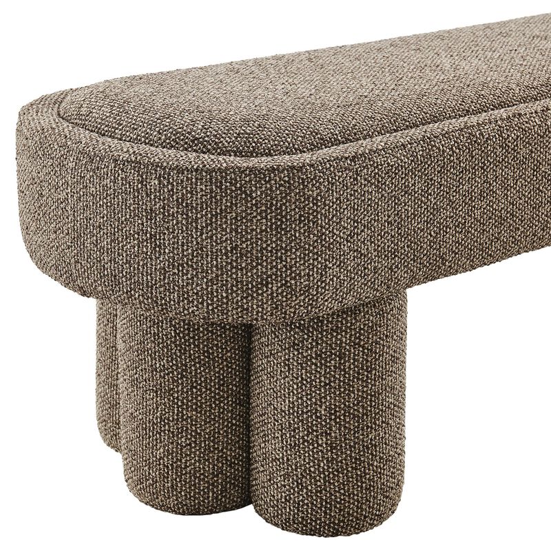 Modway Mossi 52-Inch Modern Oval Boucle Fabric Bench in Marble &ndash; Upholstered Accent Bench with Cylindrical Clover-Leg Base for Bedroom, Entryway, or Living Room image number 7
