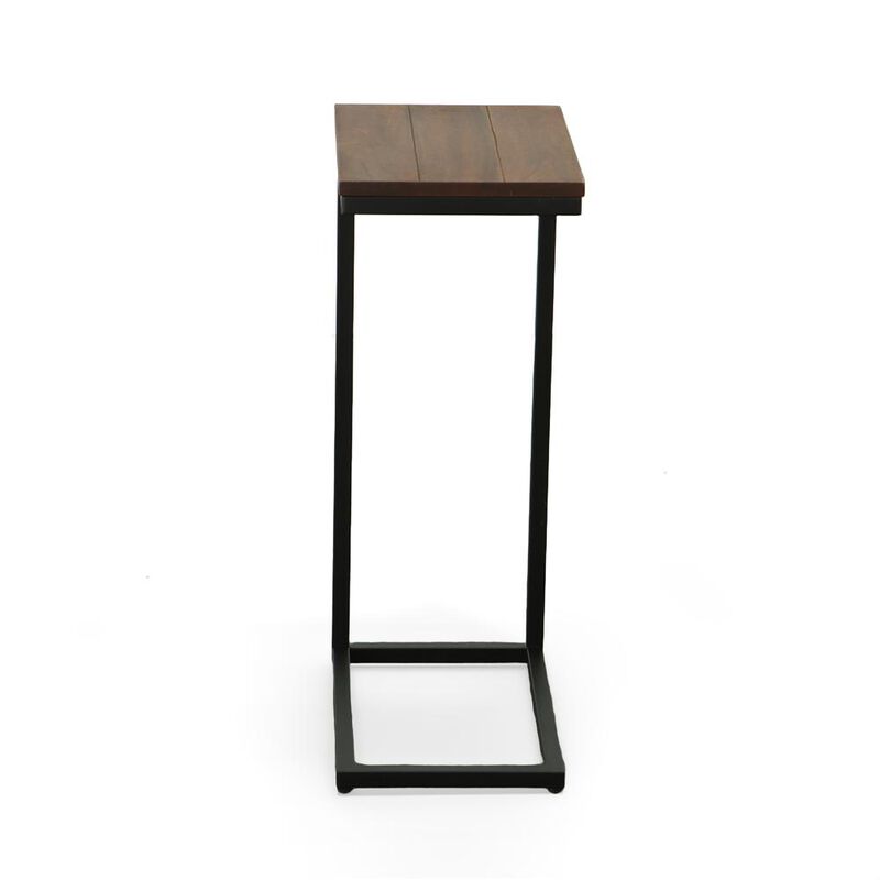 Carolina Living Aggie C-Form Accent Table - Chestnut Top - Black Base