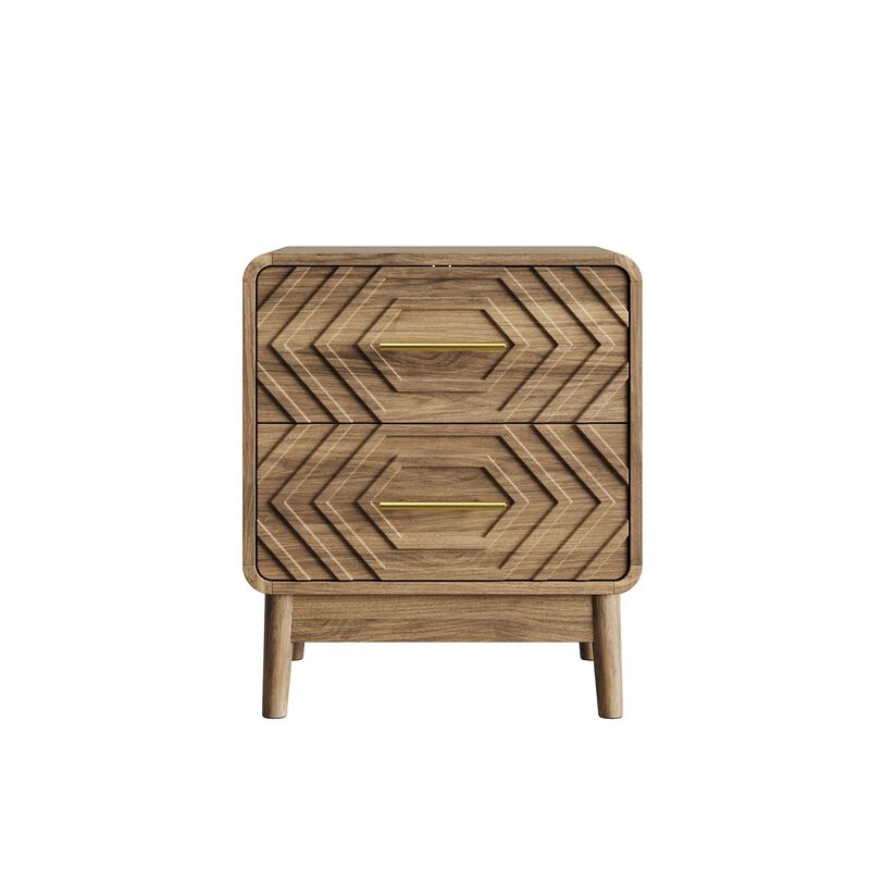Donsma Mid‑Century Modern 2‑Drawer Nightstand image number 0