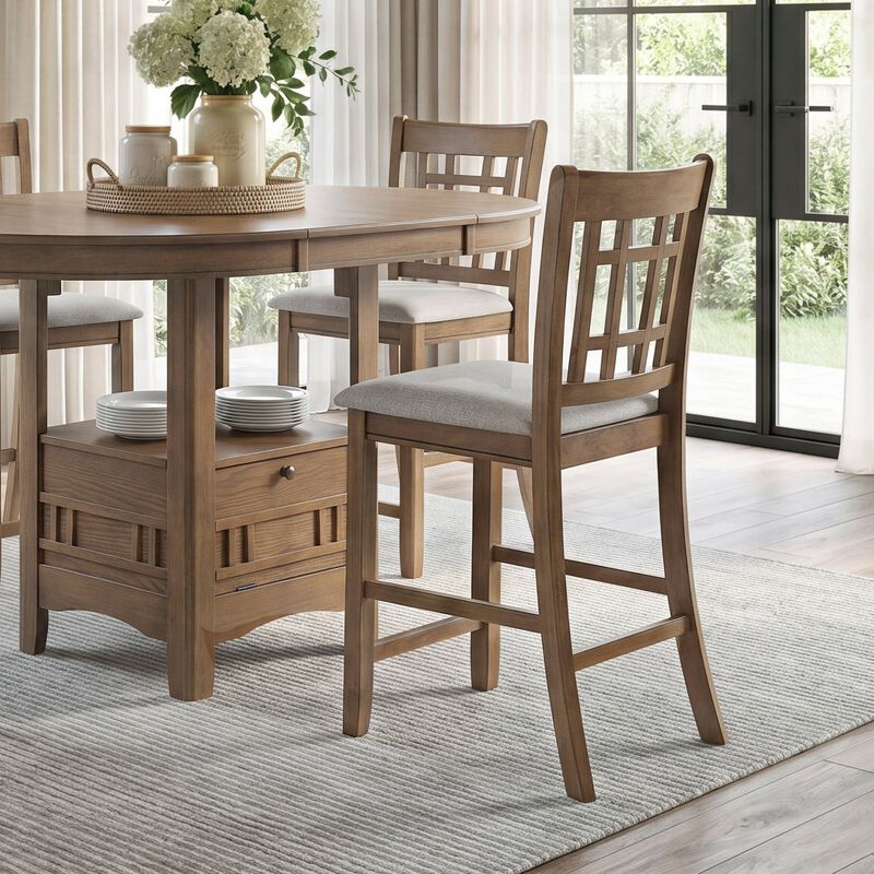 Nenkru 42"‑60" 5‑Piece Expandable Counter‑Height Dining Table Set image number 4