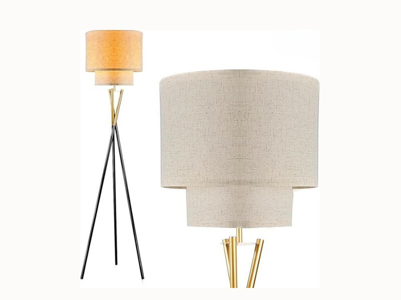 Gold Tripod Floor Lamp – 67.7" Tall, Linen Shade, E26 LED Bulb Included, Modern Style