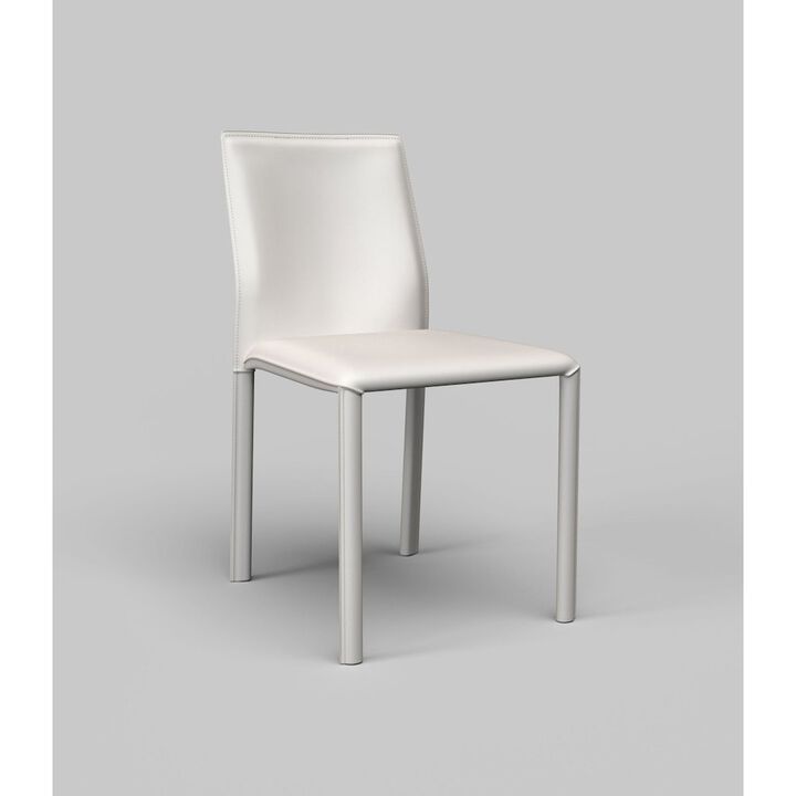 Set of 2 White PU Leather Side Chair, Iron Frame covered with PU leat
