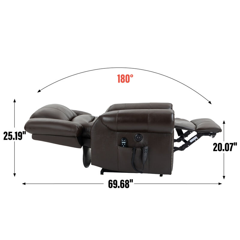 Streamdale Heavy Duty Leather Recliner with Heat & Massage image number 3