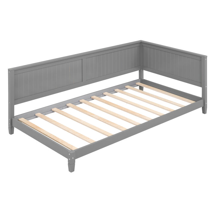 Whisen Classic Design Wood Daybed, Sofa Bed with Backrset and Unique Armrset