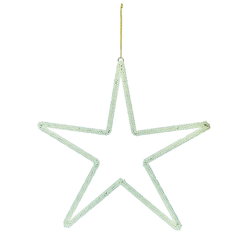 Cream Pearl Star Ornament with Metal Beads image number 0