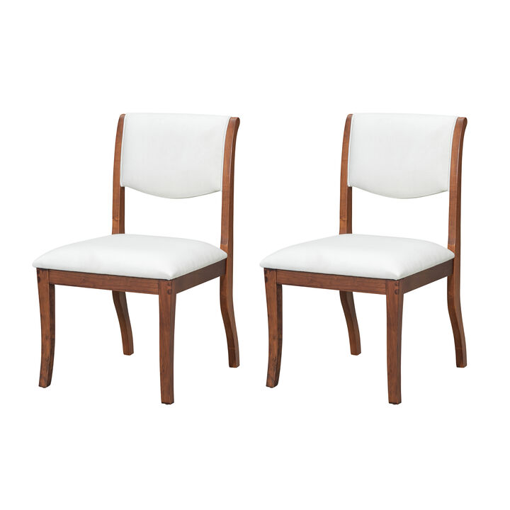 Merax Set of 2 Walnut-Stained Hardwood Dining Chairs - Upholstered Fabric Seats with 300 lbs Capacity