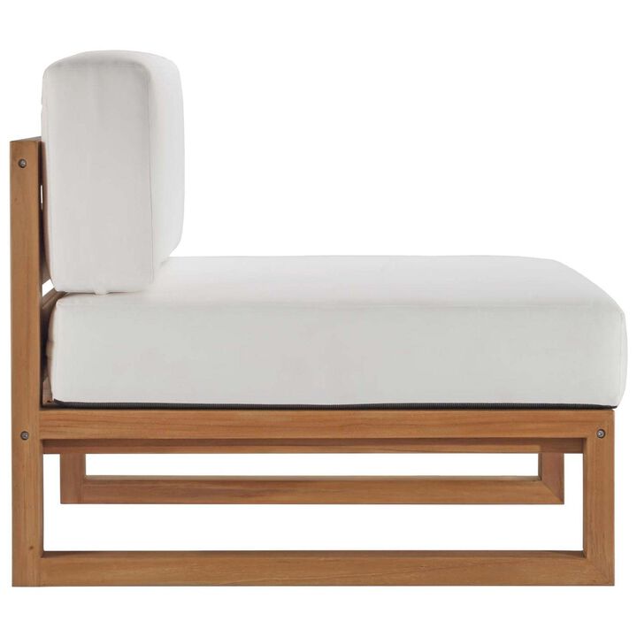 Modway EEI-4125-NAT-WHI Upland Patio Teak Wood Corner Chair, Natural White