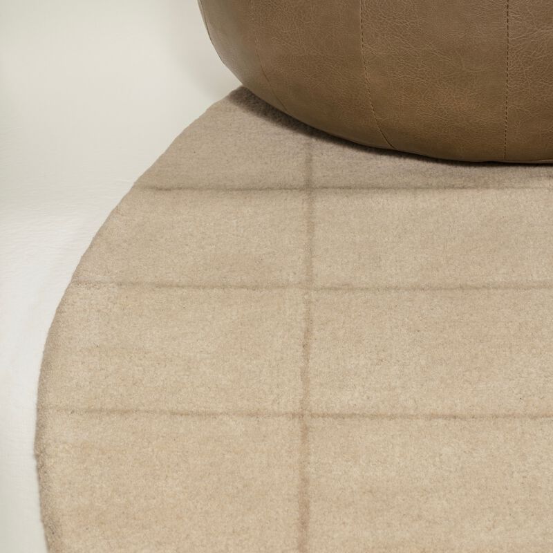 Bean Modern Plaid Grid Handwoven Wool Beige/Light Brown Area Rug