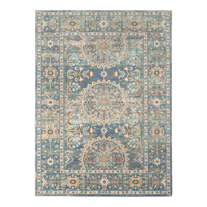 HomeRoots Medallion Stain Resistant Indoor Outdoor Area Rug