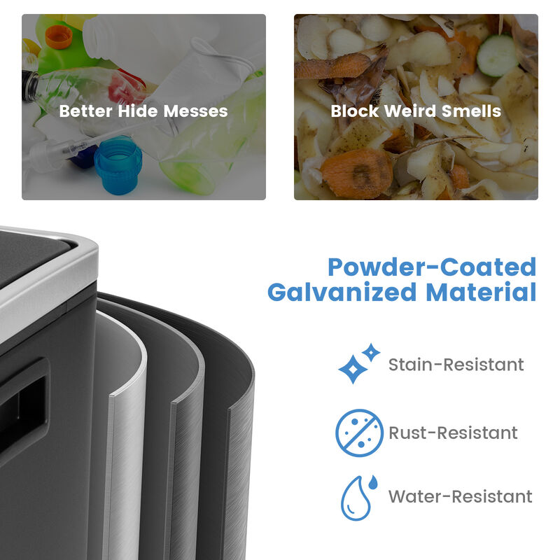 16 Gallon Dual Step Trash Can Recycling Double Bucket Pedal