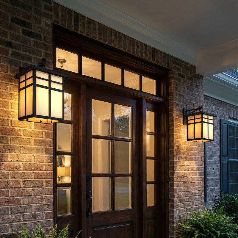 1-Light H13 in. Modern Farmhouse Black Outdoor Wall Lantern with Frosted Glass Exterior Wall Sconce for Porch Entryway Garage image number 3