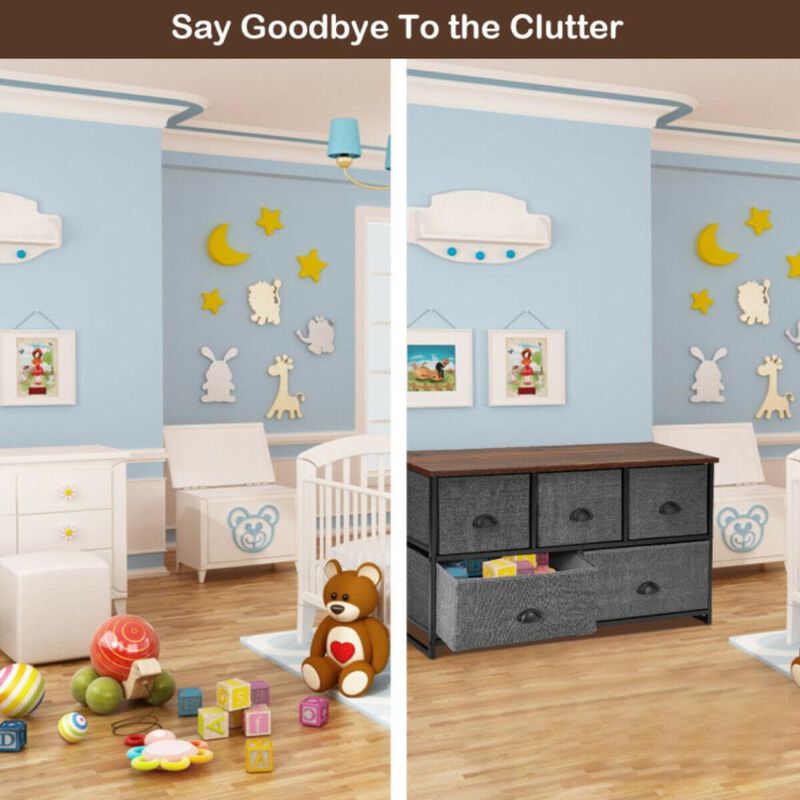 Hivvago Dresser Storage Tower with 5 Foldable Cloth Storage Cubes