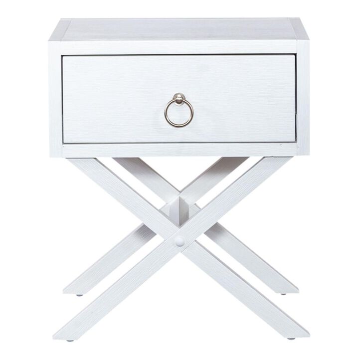 Liberty Furniture East End 1 Drawer Accent Table in Wirebrushed White