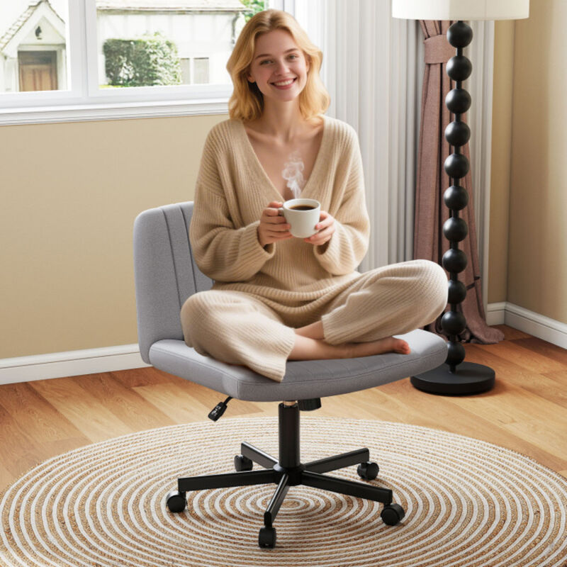 Criss Cross Chair with Wheels – Cross-Legged Swivel Desk Chair with Wide Soft-Padded Seat