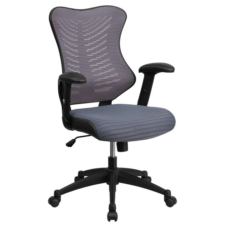 Flash Furniture Kale High Back Designer Gray Mesh Executive Swivel Ergonomic Office Chair with Adjustable Arms