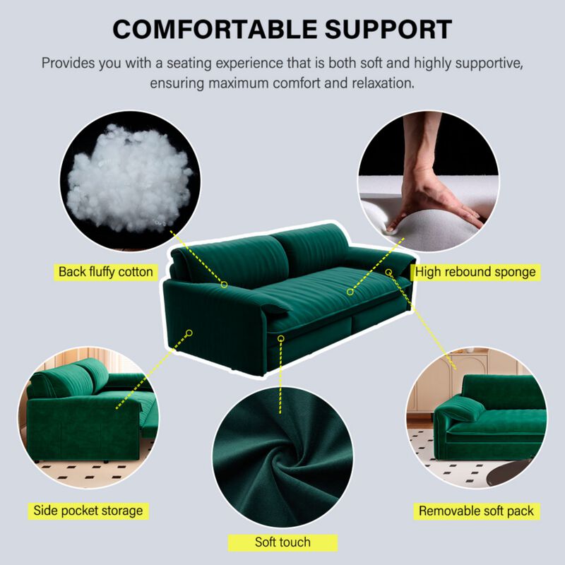 Lescet Velvet Pull‑Out Sleeper Sofa Bed image number 5