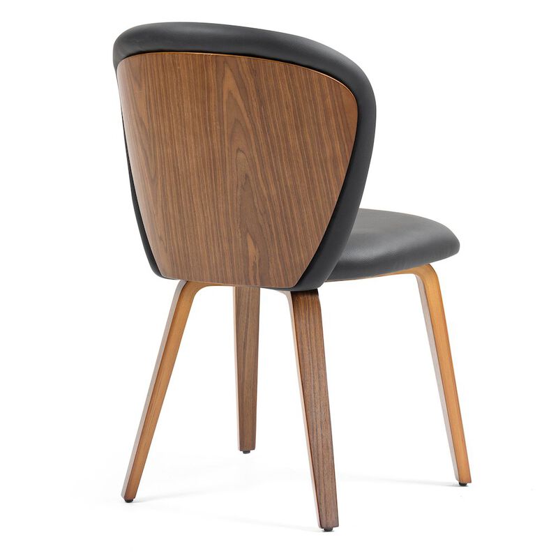 Glamour Home Set of 2 Bexter Black Faux Leather Dining Chair with Walnut Wood Legs